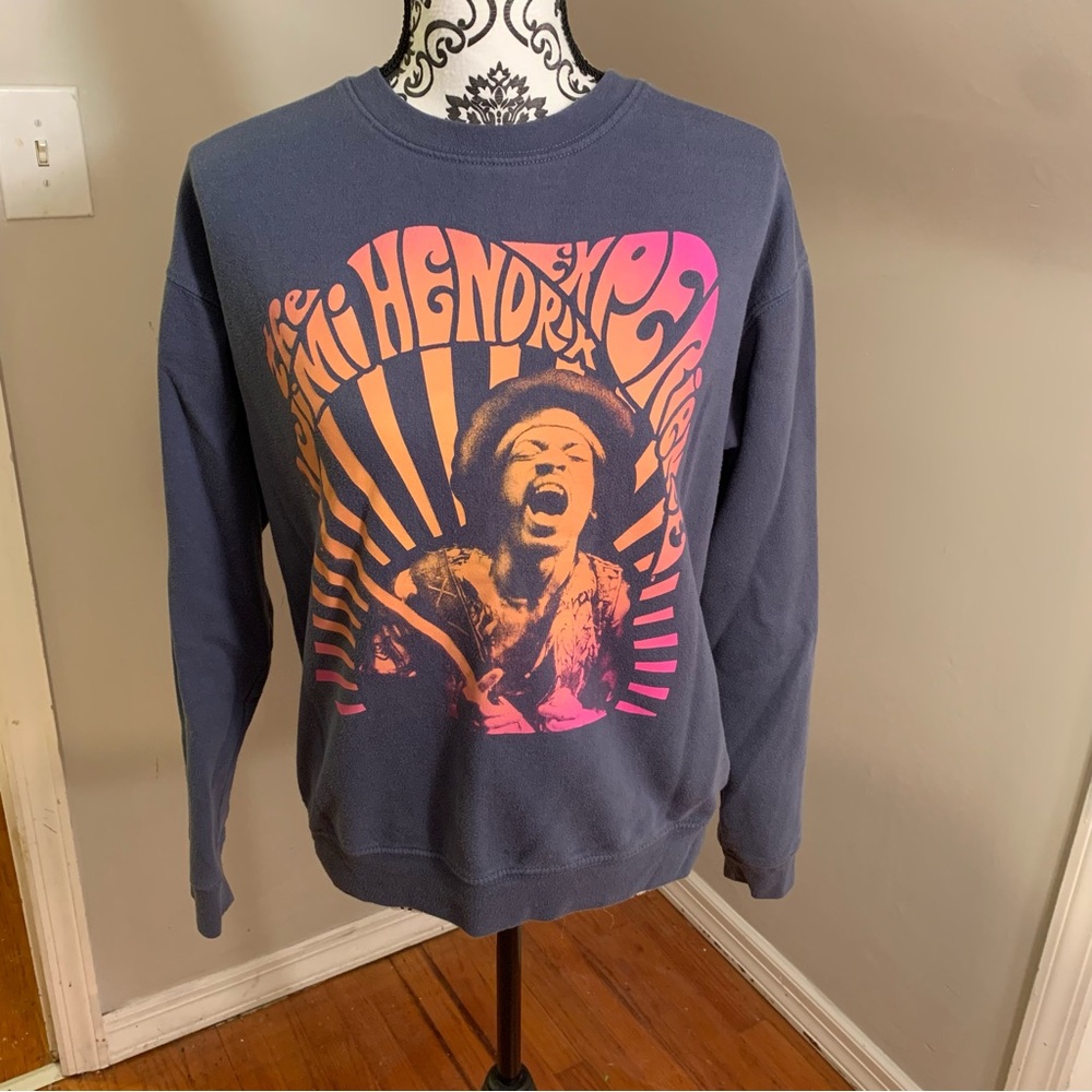 Authentic Hendrix Medium Blue Long Sleeve Graphic Sweatshirt